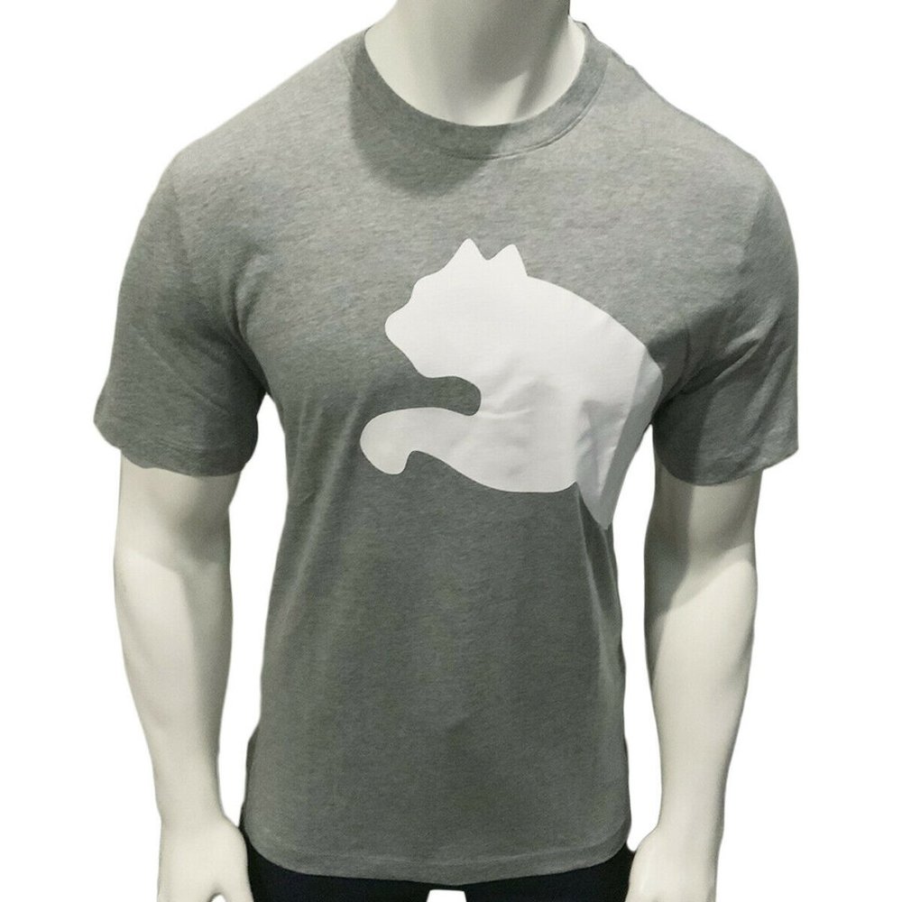 NWT PUMA OVERSIZED LOGO AUTHENTIC MEN'S GRAY CREW NECK SHORT SLEEVE T-SHIRT S
